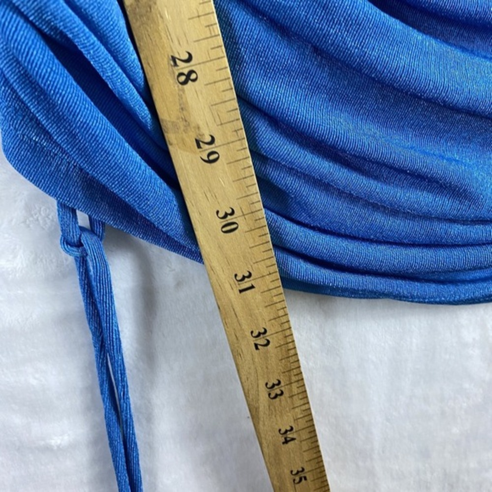 Lioness Mini Bodocon Dress Sz S Blue Long Sleeve Ruched Slinky NYE Party Shopbop - Picture 6 of 9